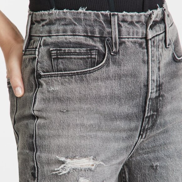 Good American Good Girlfriend High Rise Jeans Faded Black Size 27 Grunge - Picture 4 of 11